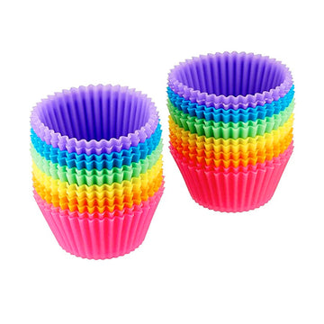 24-Pack: Multicolored Reusable Silicone Baking Cups Liner  for Cupcakes and Muffins